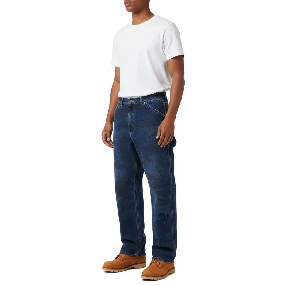 Vintage Old Navy Mens Blue Denim Straight Leg Carpenter Utility Jeans Size 38x32